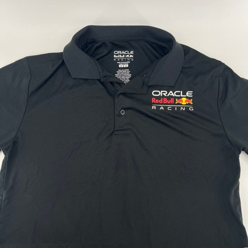 Oracle Red Bull Racing Polo Shirt Mens M Black Formula 1 Short Sleeve Casual